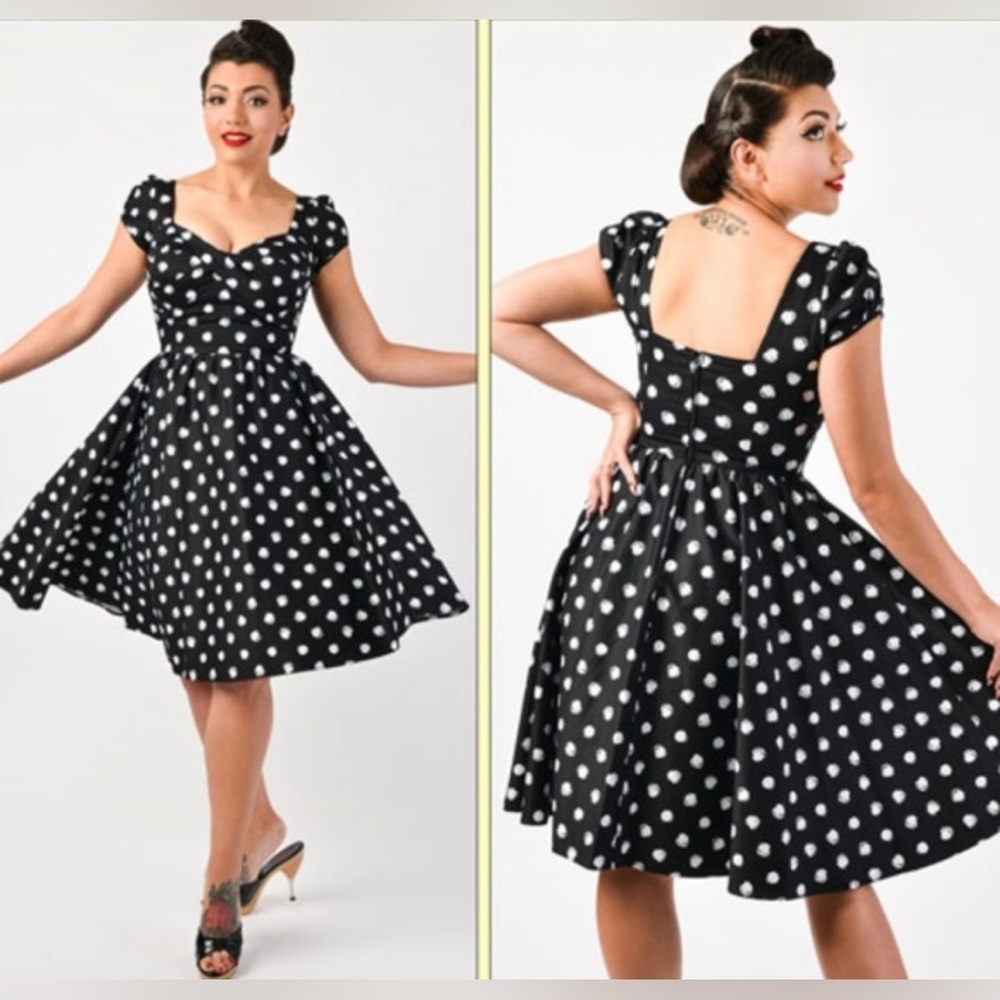 Stop Staring Alicia Estrade Jitterbug 50s Style Black and White Polka Dot Dress